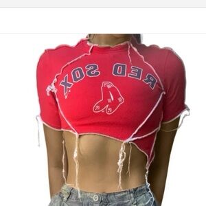 Custom reworked Vintage Red Sox Crop top